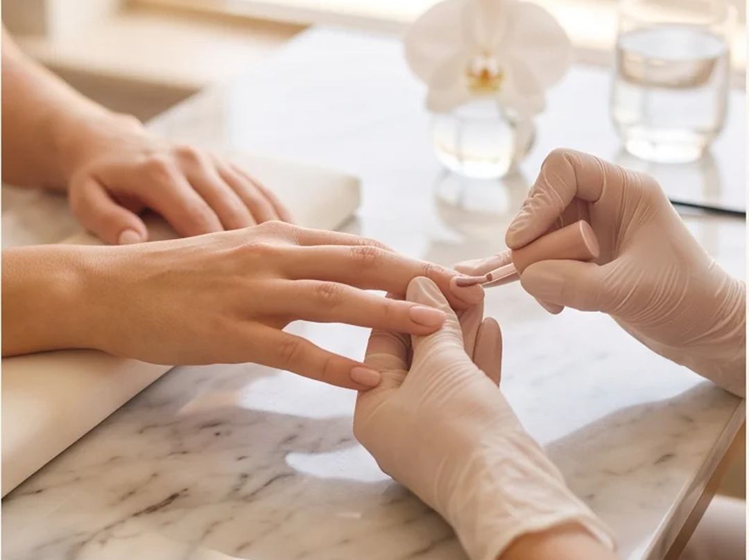 A shellac manicure at the nail table